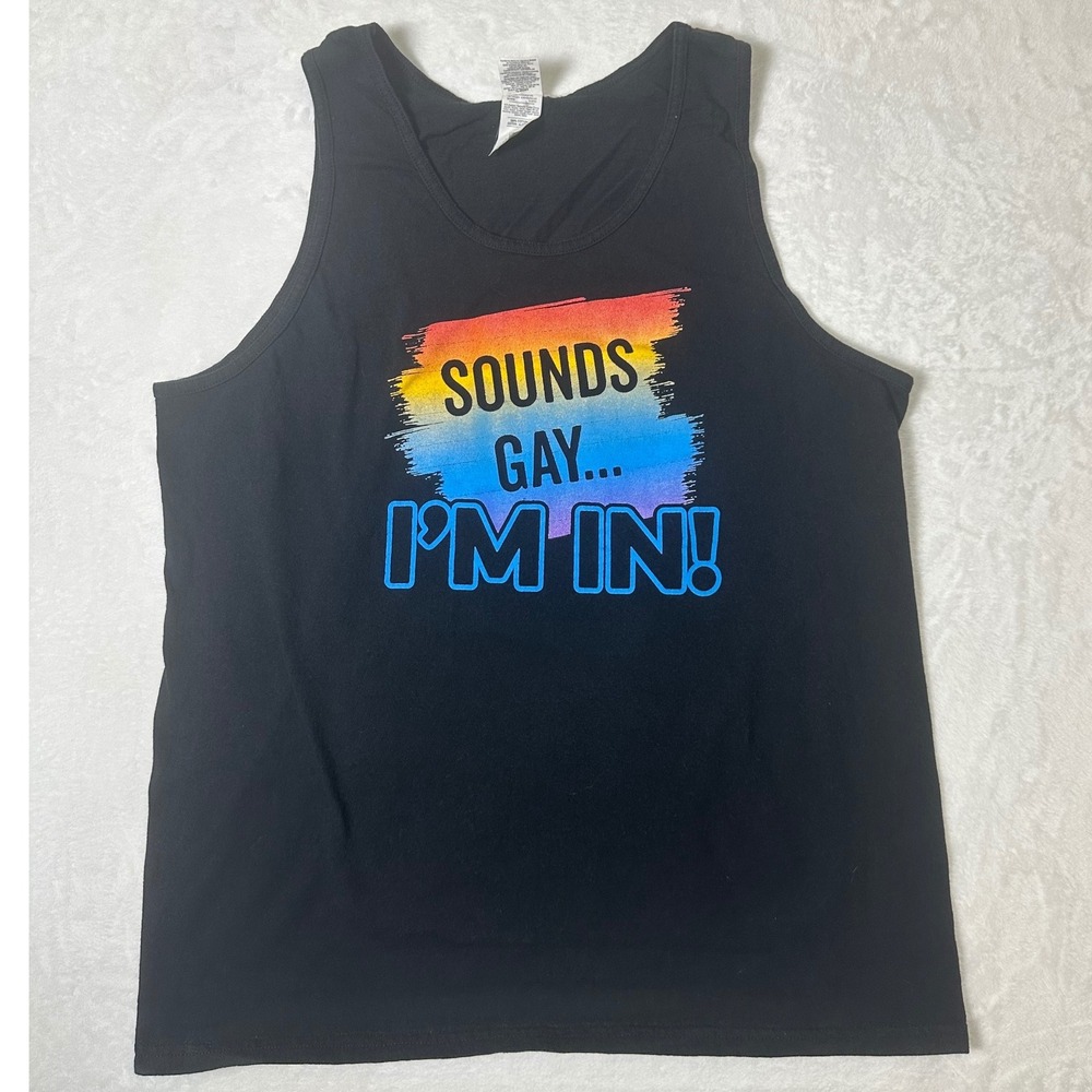 Gildan Ultra Cotton Pride 2018 Tank Top Rosie's Bar & Grill Black Large